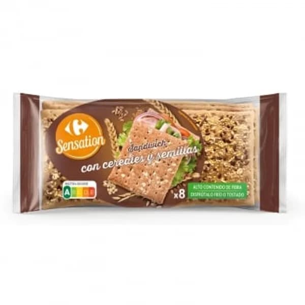 Pan de sandwich con cereales y semillas Carrefour Sensation 310 g. - 0.31 kg - Imagen del producto en Findit