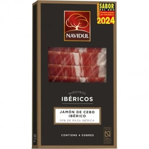 Estuche de jamón de cebo ibérico 50% raza ibérica en lonchas Navidul pack de 4 sobres de 40 g. - 0.16 kg - Imagen del producto en Findit