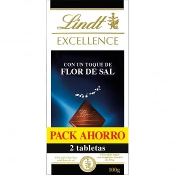 Chocolate negro Flor de Sal Lindt Excellence pack de 2 unidades de 100 g. - 0.2 kg - Imagen del producto en Findit