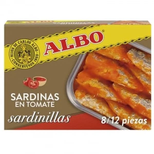 Sardinas en salsa de tomate Albo sin gluten y sin lactosa 82 g - 0.08 kg - Imagen del producto en Findit