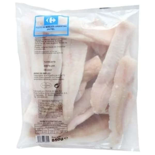 Filete de merluza sin piel congelado 850 g - 0.85 kg - Imagen del producto en Findit