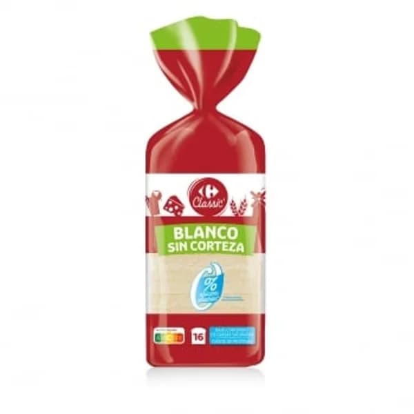 Pan de molde sin corteza Carrefour Classic 450 g. - 0.45 kg - Imagen del producto en Findit