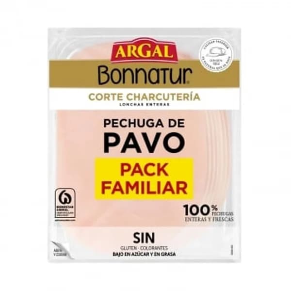Pechuga de pavo en lonchas enteras Argal Bonnatur sin gluten 180 g. - 0.18 kg - Imagen del producto en Findit
