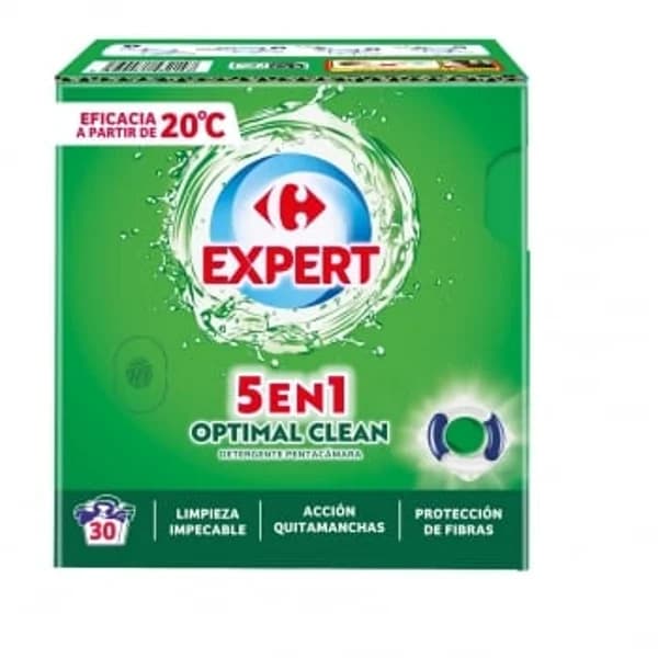 Detergente en capsulas 5en1 optima clean Expert Carrefour 30 lavados. - 30.21 ud - Imagen del producto en Findit
