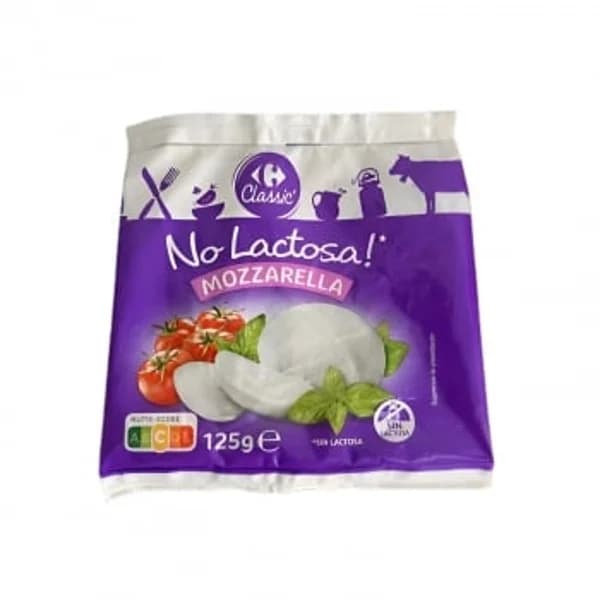 Queso mozzarella Carrefour Classic sin lactosa 125 g - 0.12 kg - Imagen del producto en Findit