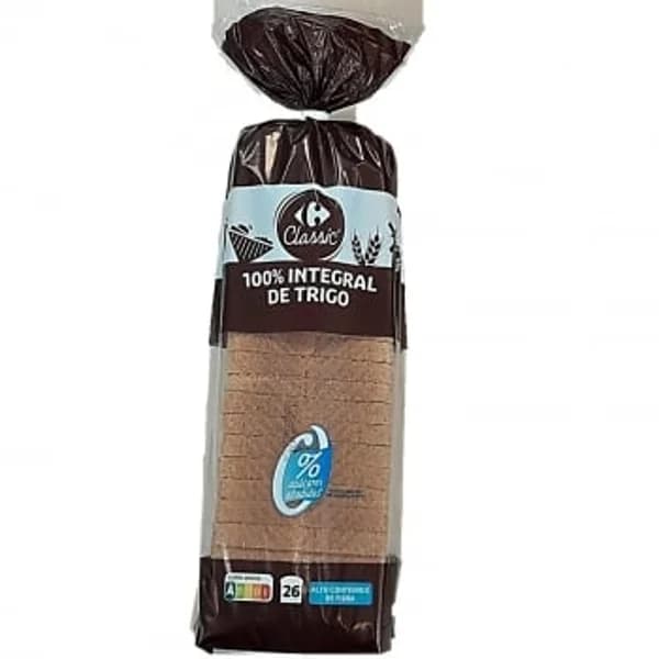 Pan de molde integral de trigo con corteza Carrefour Classic 820 g - 0.82 kg - Imagen del producto en Findit