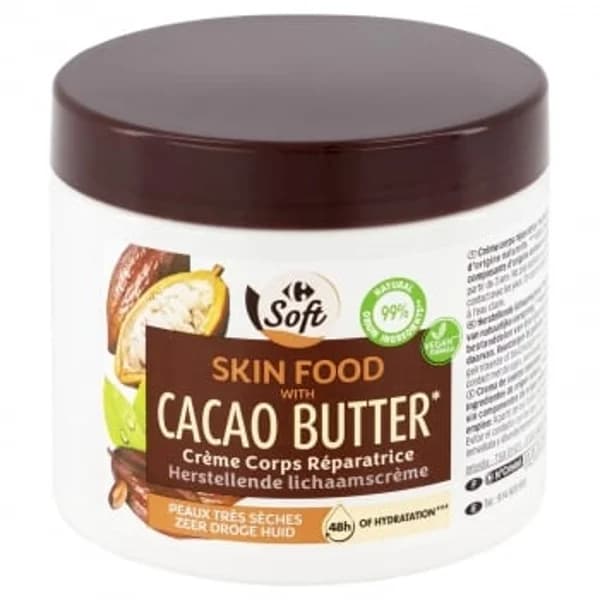 Crema reparadora corporal con manteca de cacao Soft Carrefour 400 ml. - 0.4 l - Imagen del producto en Findit