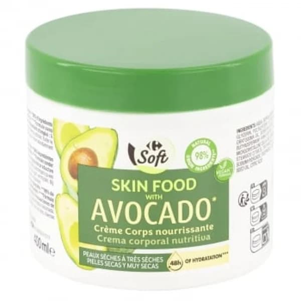 Crema nutritiva corporal con aceite de aguacate Soft Carrefour 400 ml. - 0.4 l - Imagen del producto en Findit