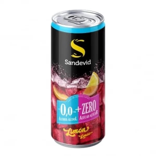 Tinto de verano Sandevid con limón sin alcohol Zero azúcar lata 33 cl. - 0.33 l - Imagen del producto en Findit