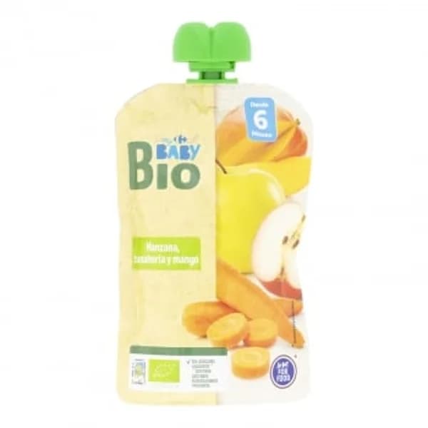 Bolsita de manzana, zanahoria y mango ecológica My Carrefour Baby Bio 100 g. - 0.1 kg - Imagen del producto en Findit