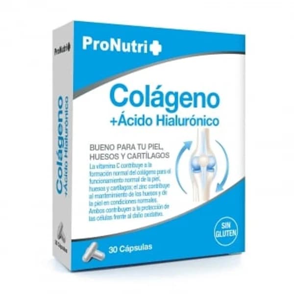 Colágeno con ácido hialurónico en cápsulas Pronutri sin gluten 30 ud. - 0.02 kg - Imagen del producto en Findit
