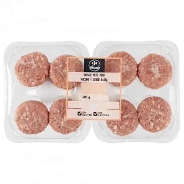 Hamburguesa mini mixta sin gluten y sin lactosa Carrefour El Mercado 8x35 g - 0.28 kg - Imagen del producto en Findit