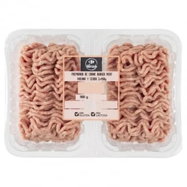Preparado de carne picada mixta de vacuno y cerdo Carrefour El Mercado 2x450 g - 0.9 kg - Imagen del producto en Findit
