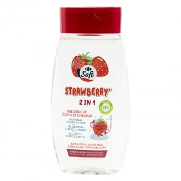 Gel de ducha cuerpo y cabello de fresa Soft Carrefour 250 ml. - 0.25 l - Imagen del producto en Findit