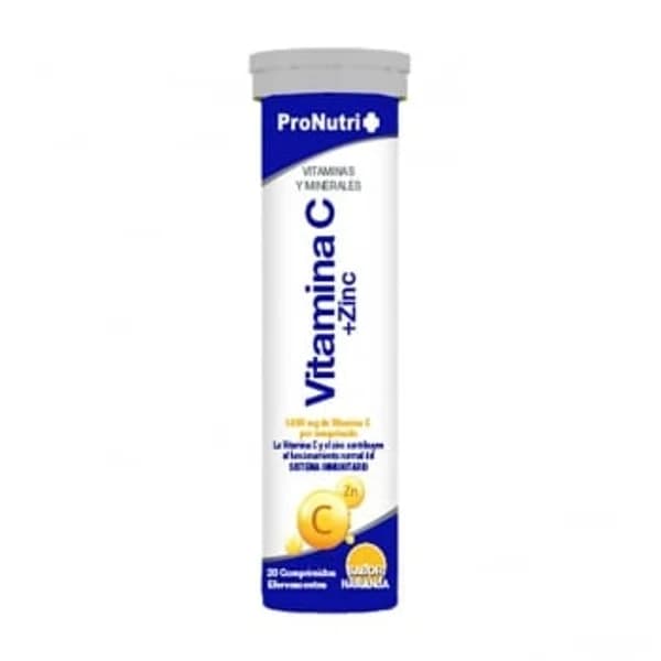 Vitamina C con zinc sabor naranja en comprimidos efervescentes Pronutri 20 ud. - 0.08 kg - Imagen del producto en Findit