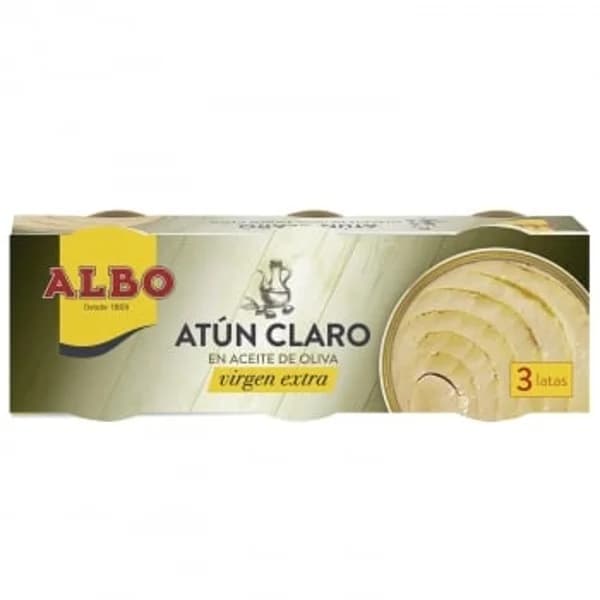 Atún claro en aceite de oliva virgen extra Albo pack de 3 latas de 55 g. - 0.17 kg - Imagen del producto en Findit