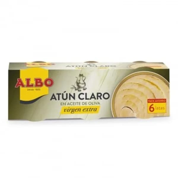 Atún claro en aceite de oliva virgen extra Albo pack de 6 latas de 55 g. - 0.33 kg - Imagen del producto en Findit