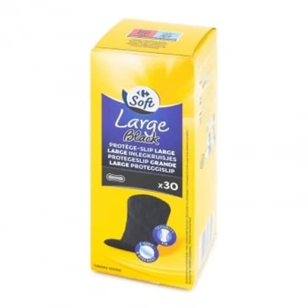 Protegeslip grande negras Soft Carrefour 30 ud. - 30.71 ud - Imagen del producto en Findit