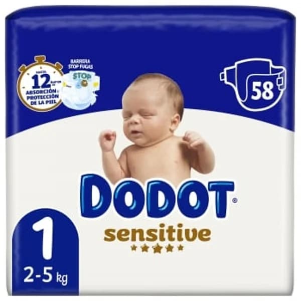 Pañales sensitive Dodot T1 (2-5 kg) 58 ud. - 58.06 ud - Imagen del producto en Findit