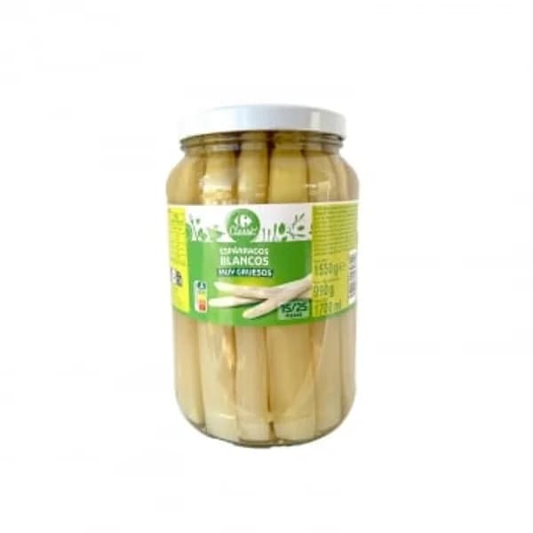 Espárragos blancos muy gruesos 15/25 Classic Carrefour 990 g. - 0.99 kg - Imagen del producto en Findit