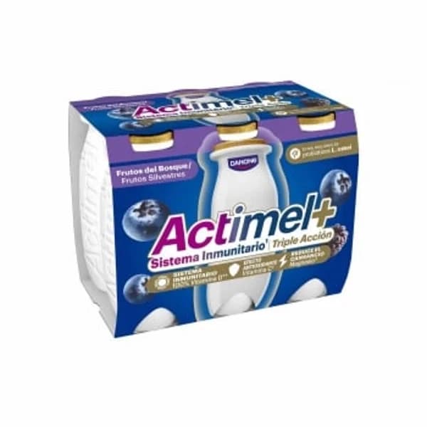 Leche fermentada semidesnatada con arándano y mora Danone Actimel pack de 6 unidades de 100 g. - 0.6 kg - Imagen del producto en Findit