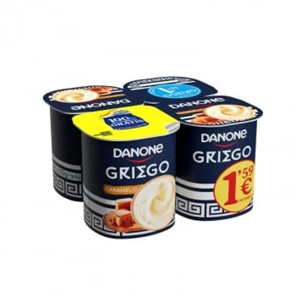 Yogur griego sabor caramelo Danone pack de 4 unidades de 110 g. - 0.44 kg - Imagen del producto en Findit