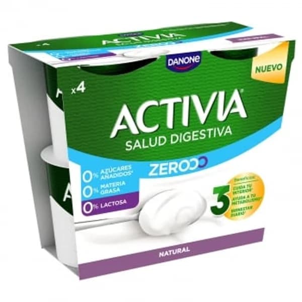 Leche fermentada natural Danone Activia sin lactosa pack de 4 unidades de 120 g. - 0.48 kg - Imagen del producto en Findit