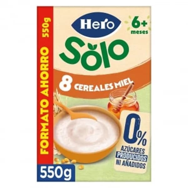 Papilla infantil desde 6 meses Hero 8 cereales miel sin azúcar añadido 550 g. - 0.55 kg - Imagen del producto en Findit