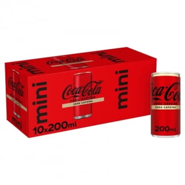 Coca Cola zero azúcar zero cafeína mini pack 10 latas 20 cl. - 2 l - Imagen del producto en Findit