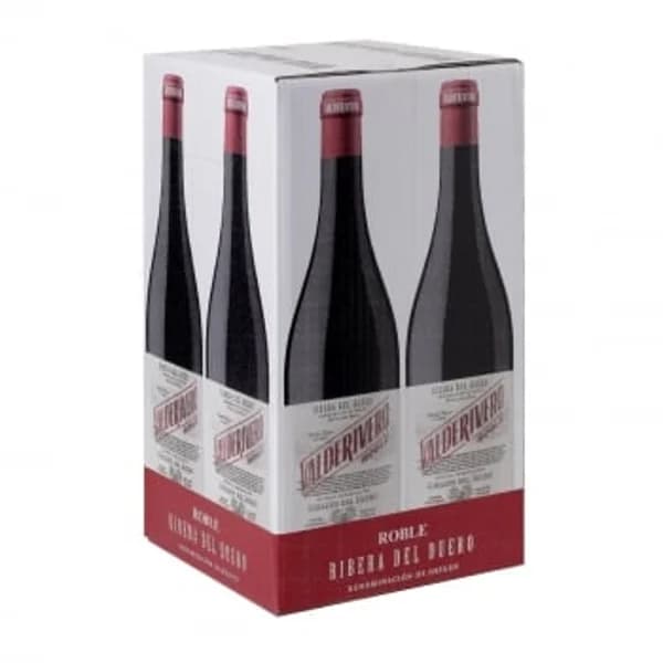 Caja de 4 botellas de vino tinto roble tempranillo Valderivero D.O. Ribera del Duero 75 cl. - 1 ud - Imagen del producto en Findit