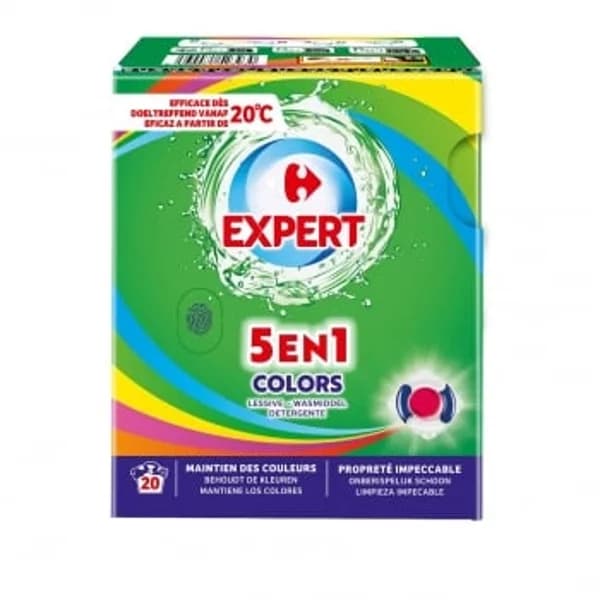 Detergente en capsulas 5en1 color Expert Carrefour 20 lavados. - 20.28 ud - Imagen del producto en Findit