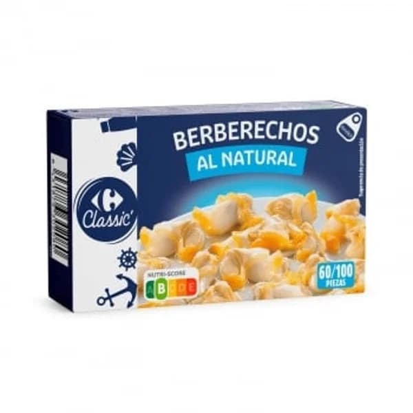 Berberechos al natural 60/100 Classic Carrefour 63 g. - 0.06 kg - Imagen del producto en Findit