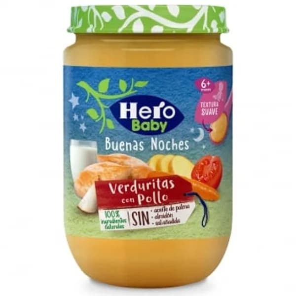 Tarrito de verduritas con pollo desde 6 meses Hero Buenas Noches sin gluten 190 g. - 0.19 kg - Imagen del producto en Findit