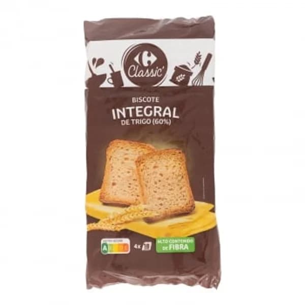 Biscottes integrales Classic Carrefour 540 g. - 0.54 kg - Imagen del producto en Findit