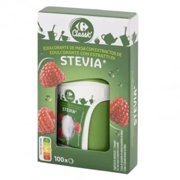 Edulcorate con extracto de estevia en comprimidos Classic Carrefour 100 ud. - 0.01 kg - Imagen del producto en Findit