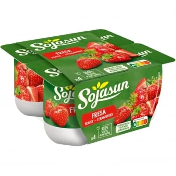 Especialidad de soja fermentada con fresa Sojasun pack de 4 unidades de 100 g. - 0.4 kg - Imagen del producto en Findit