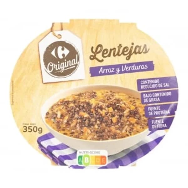 Lentaja con arroz y verduras Original Carrefour 350 g. - 0.35 kg - Imagen del producto en Findit