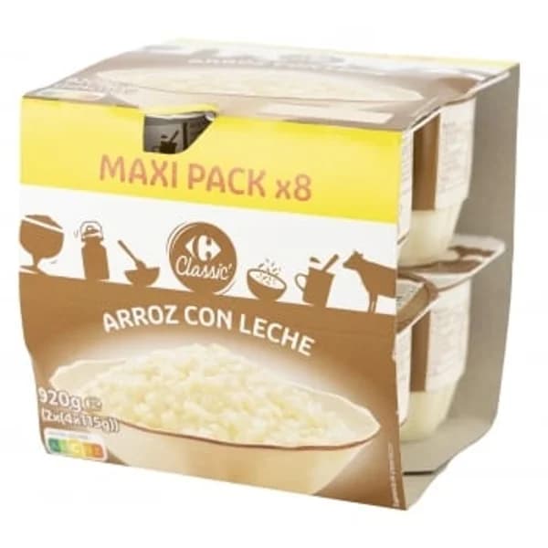 Arroz con leche Carrefour Classic pack de 8 unidades de 115 g. - 0.92 kg - Imagen del producto en Findit