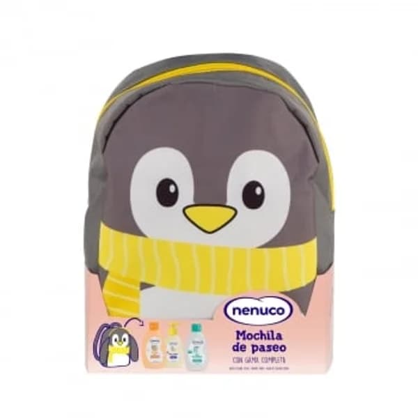Mochila Nenuco pingüino: jabón de ducha 200 ml, agua de colonia 200 ml y champú 200 ml. - 1 ud - Imagen del producto en Findit