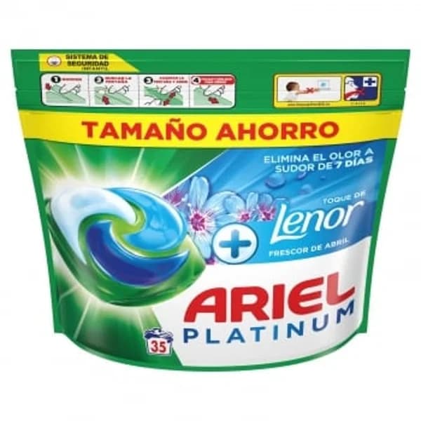 Detergente en cápsulas +toque de Lenor frescor de Abril Ariel Platinum 35 lavados. - 34.85 ud - Imagen del producto en Findit