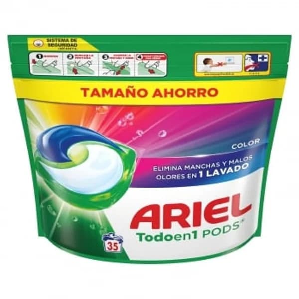 Detergente en cápsulas color Todoen1 Pods Ariel 35 lavados. - 34.83 ud - Imagen del producto en Findit
