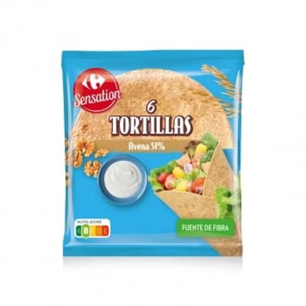Tortilla de avena Sensation Carrefour 360 g. - 0.36 kg - Imagen del producto en Findit