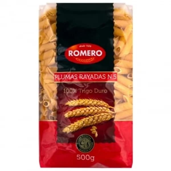 Pasta pluma rayada Nº5 Romero 500 g. - 0.5 kg - Imagen del producto en Findit