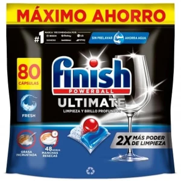 Lavavajillas a máquina en pastillas Ultimate Powerball Finish 80 ud. - 79.38 ud - Imagen del producto en Findit