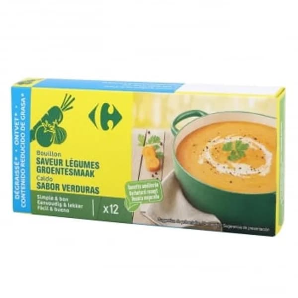 Caldo de verduras desgrasado Carrefour 12 pastillas - 0.12 kg - Imagen del producto en Findit