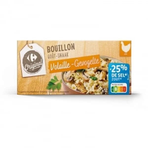 Caldo de pollo bajo en sal Original Carrefour 12 pastillas - 0.12 kg - Imagen del producto en Findit