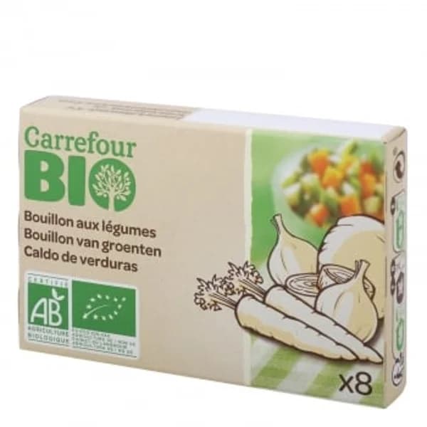 Caldo de verduras en pastillas ecológico Carrefour Bio pack de 8 unidades de 10 g. - 0.08 kg - Imagen del producto en Findit