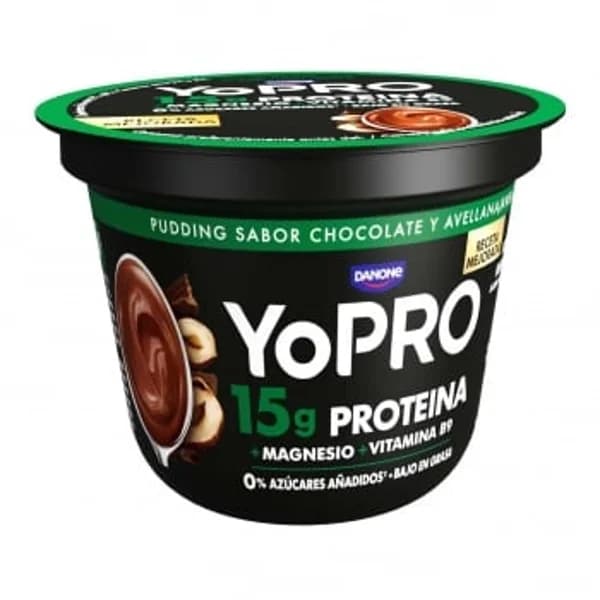 Postre lácteo pudding sabor a chocolate y avellana Danone YoPro sin gluten 150 g. - 0.15 kg - Imagen del producto en Findit