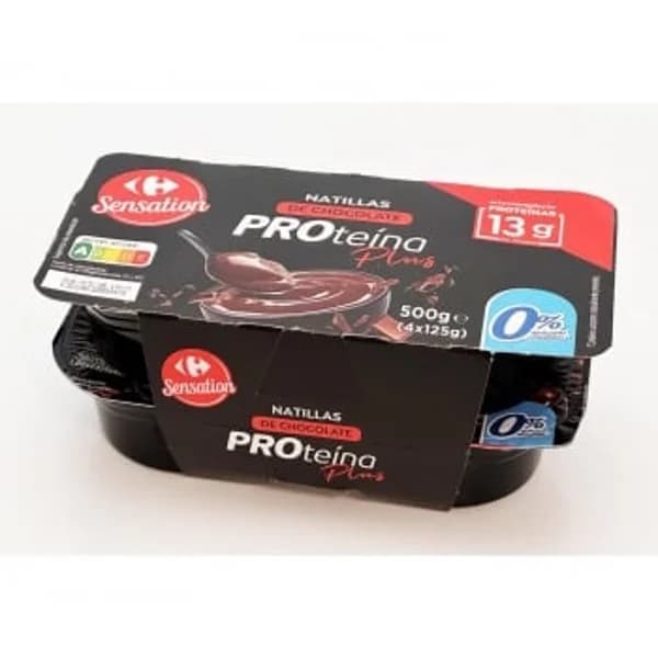 Natilla de chocolate Proteína Plus Carrefour Sensation pack de 4 unidades de 125 g. - 0.5 kg - Imagen del producto en Findit