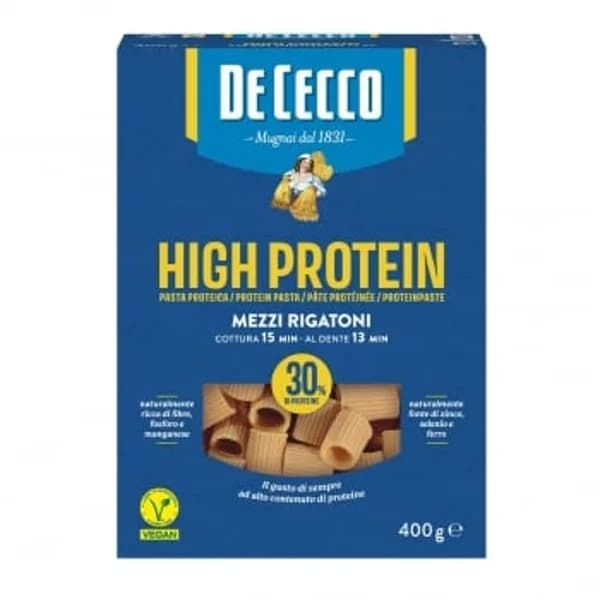 Pasta mezzi rigatoni alta en proteínas De Cecco 400 g. - 0.4 kg - Imagen del producto en Findit